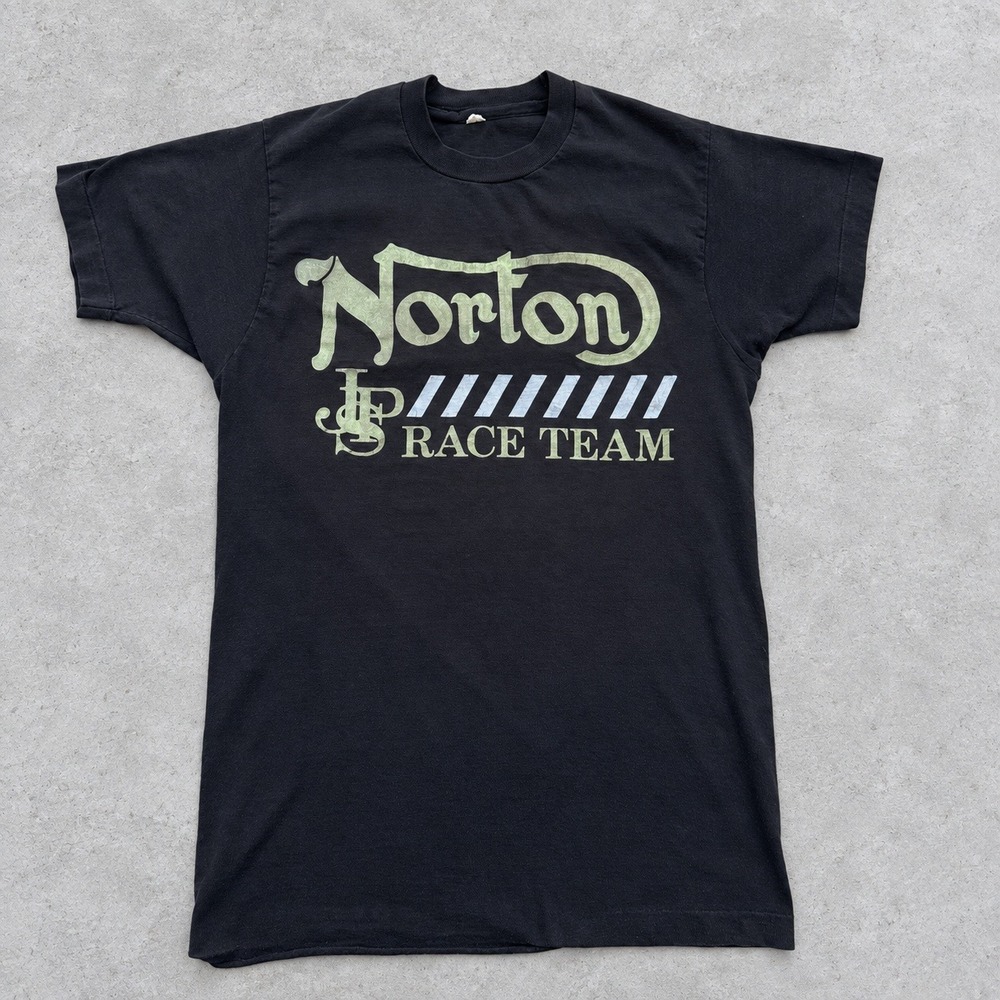 Vintage 70s 80s Norton Race Team JPS Graphic T-Shirt Black Single Stitch